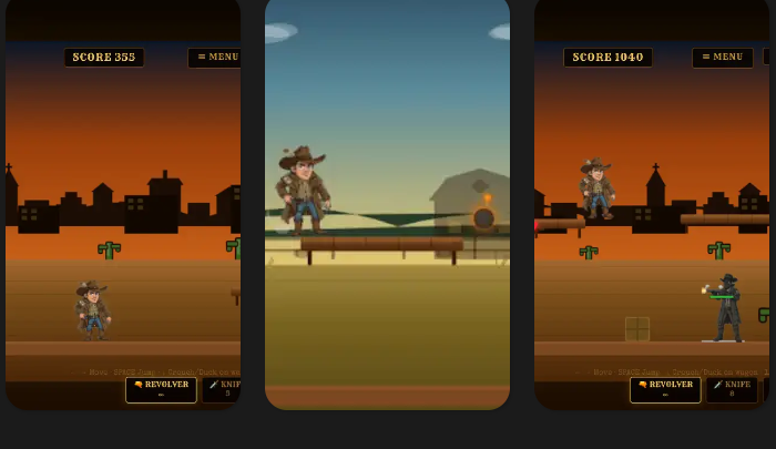 Run Sheriff Run — Wild West side-scrolling action game screenshots